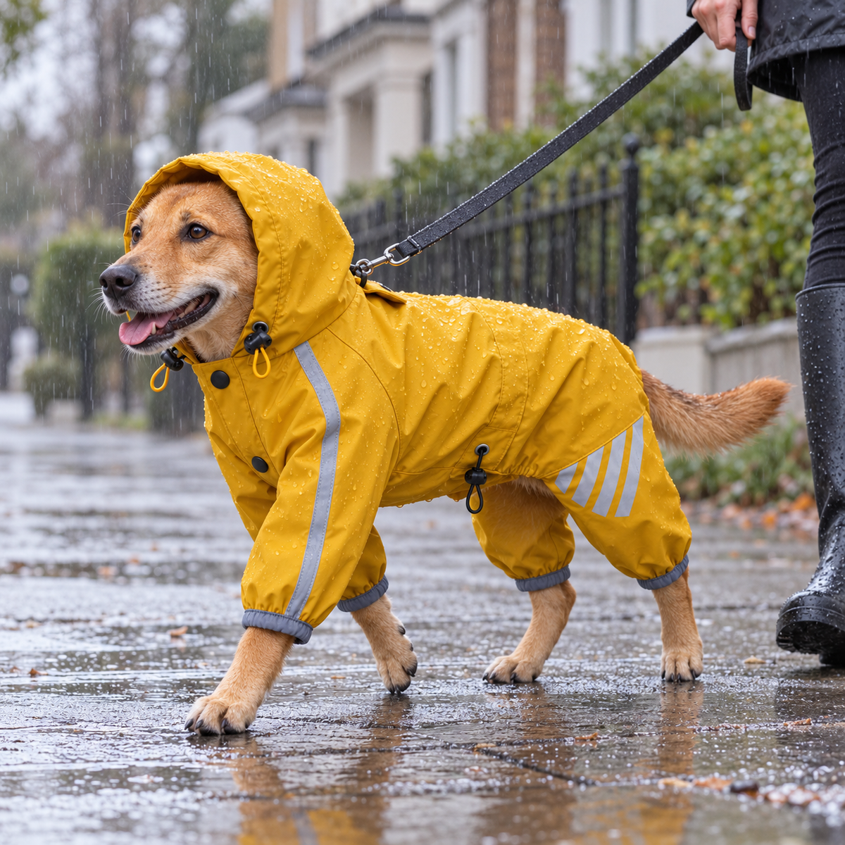 4-Leg Dog Raincoat with Hood