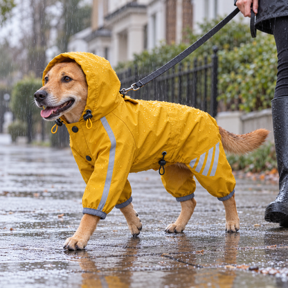 4-Leg Dog Raincoat with Hood